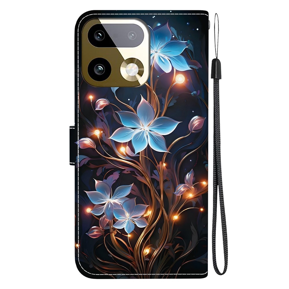 Sokoldalú könyvtáska a Realme 16 Pro+ 5G számára - kék virágok