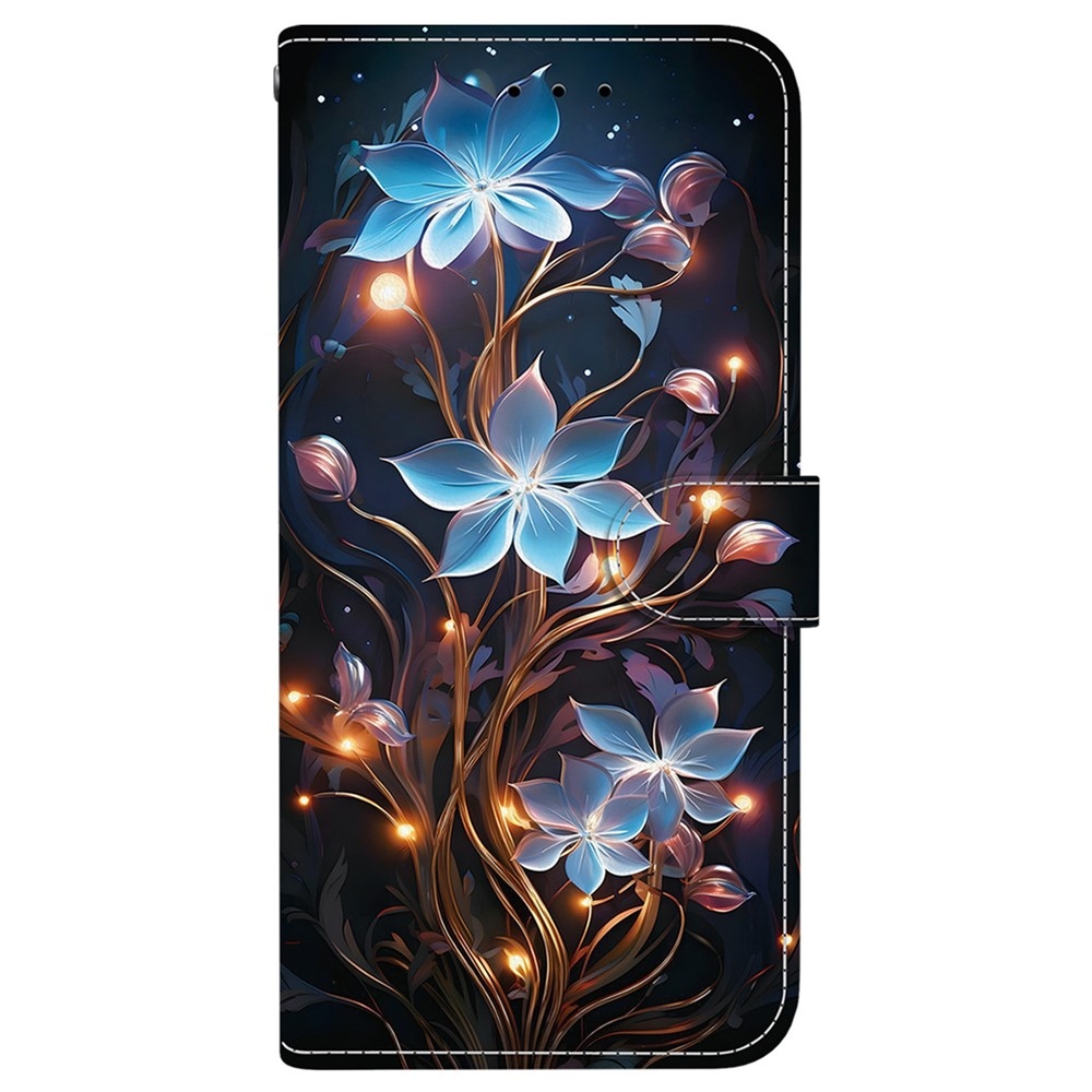 Sokoldalú könyvtáska a Realme 16 Pro+ 5G számára - kék virágok