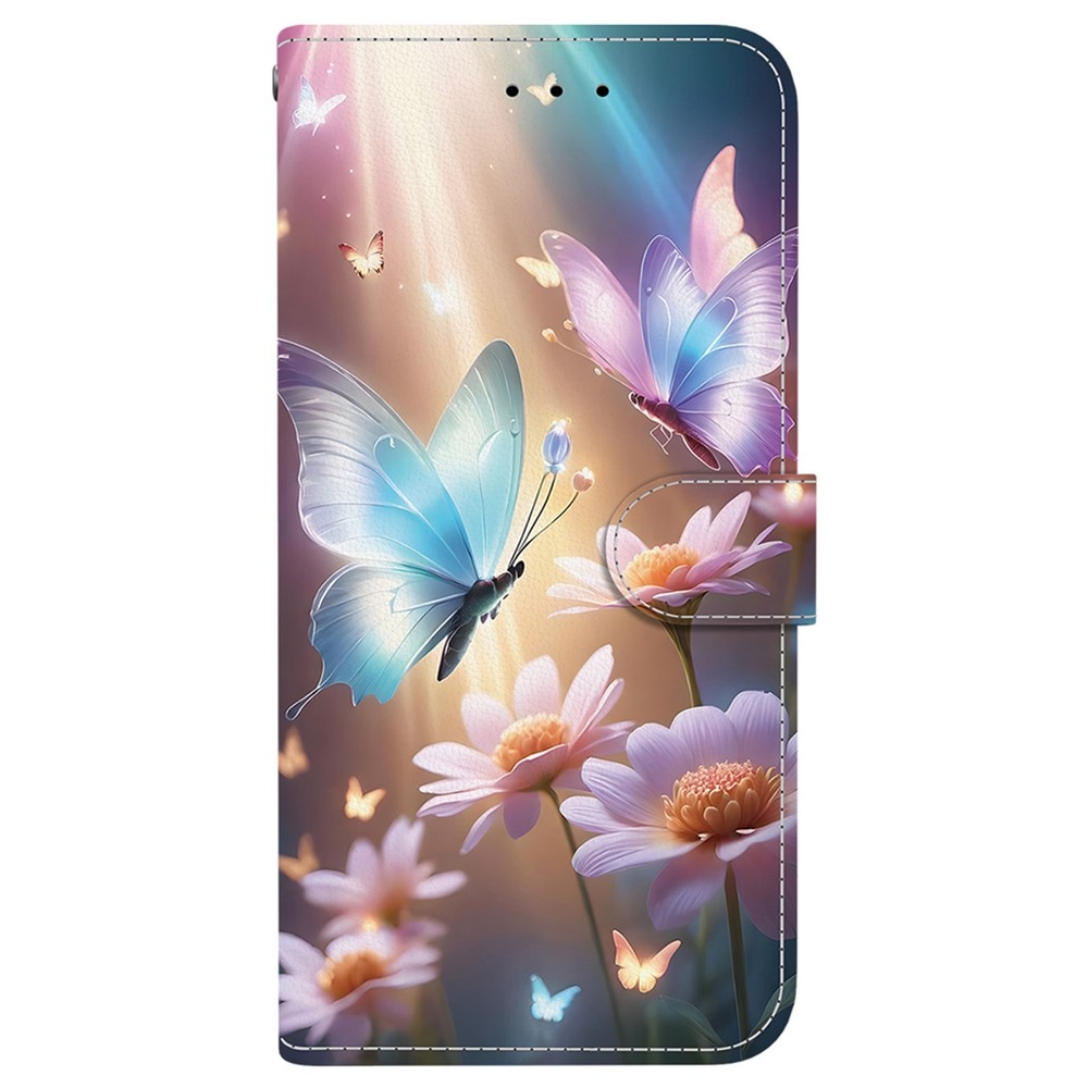 Sokoldalú könyvtáska a Realme 16 Pro+ 5G készülékhez - pillangók és százszorszépek