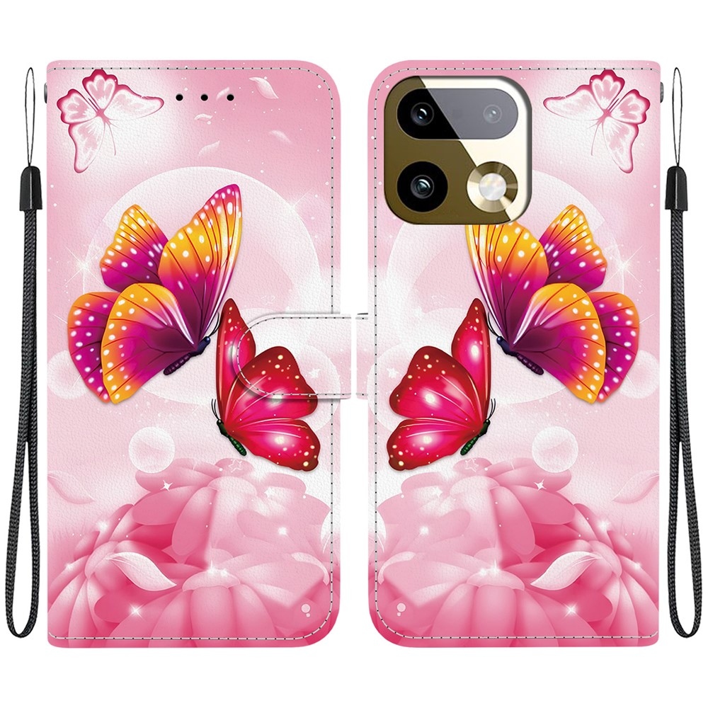 Sokoldalú könyvtáska a Realme 16 Pro+ 5G számára - rózsaszín pillangók