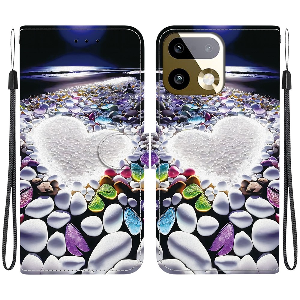Sokoldalú könyvtáska a Realme 16 Pro+ 5G számára - szív és strasszkövek
