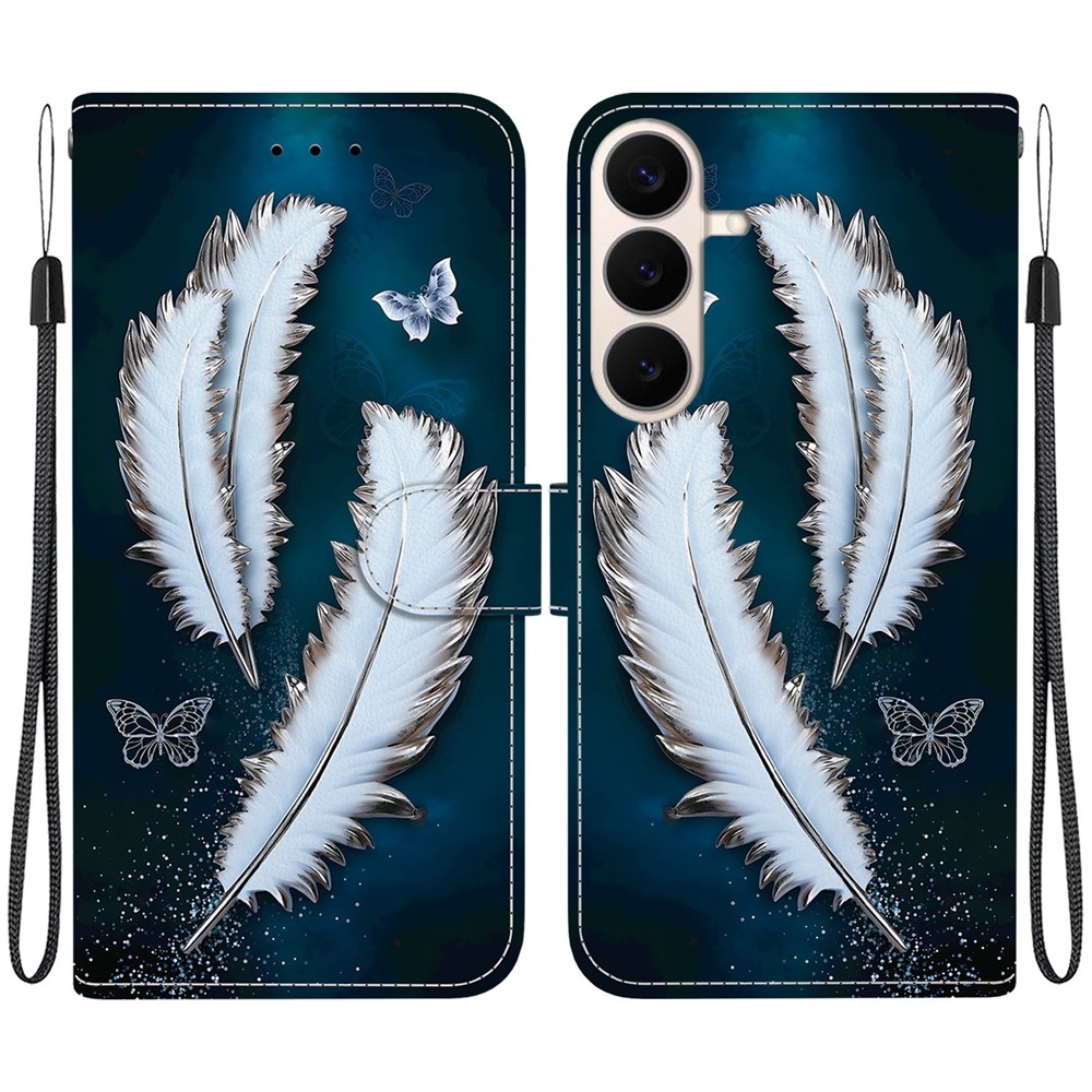 Sokoldalú könyvformájú tok a Samsung Galaxy S26 FE-hez – fehér tollak