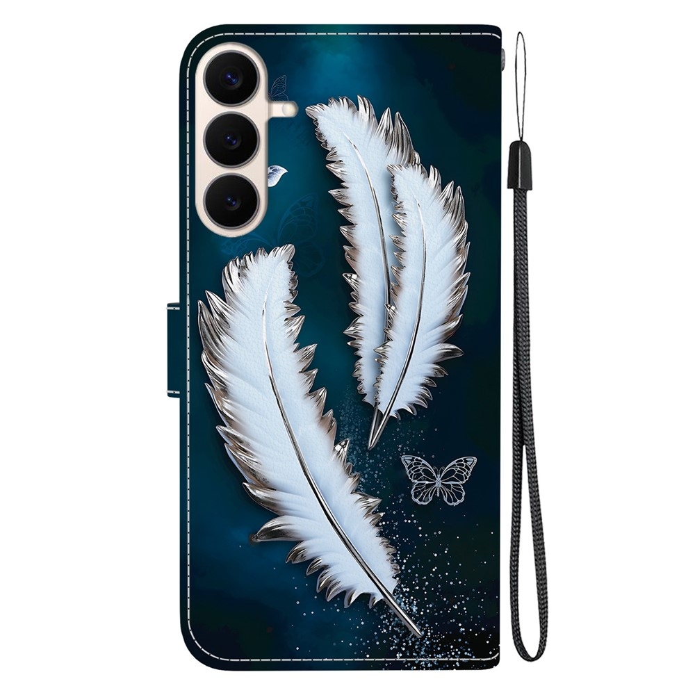 Sokoldalú könyvformájú tok a Samsung Galaxy S26 FE-hez – fehér tollak
