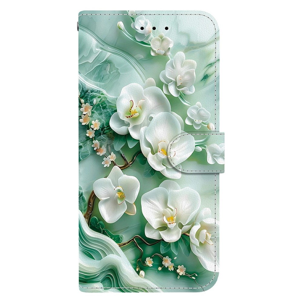 Sokoldalú könyvformájú tok a Samsung Galaxy S26 FE-hez – fehér virágok
