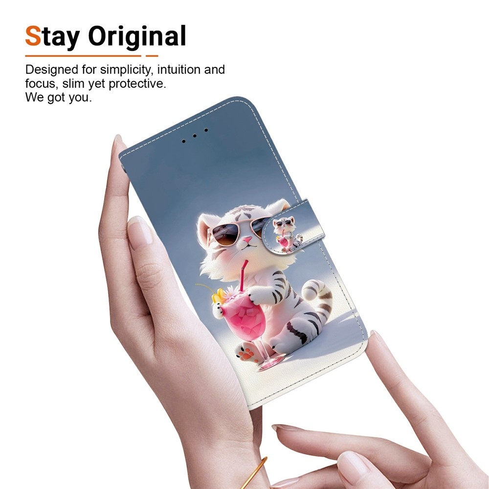 Sokoldalú könyvformájú tok a Samsung Galaxy S26 FE-hez – fehér tigris