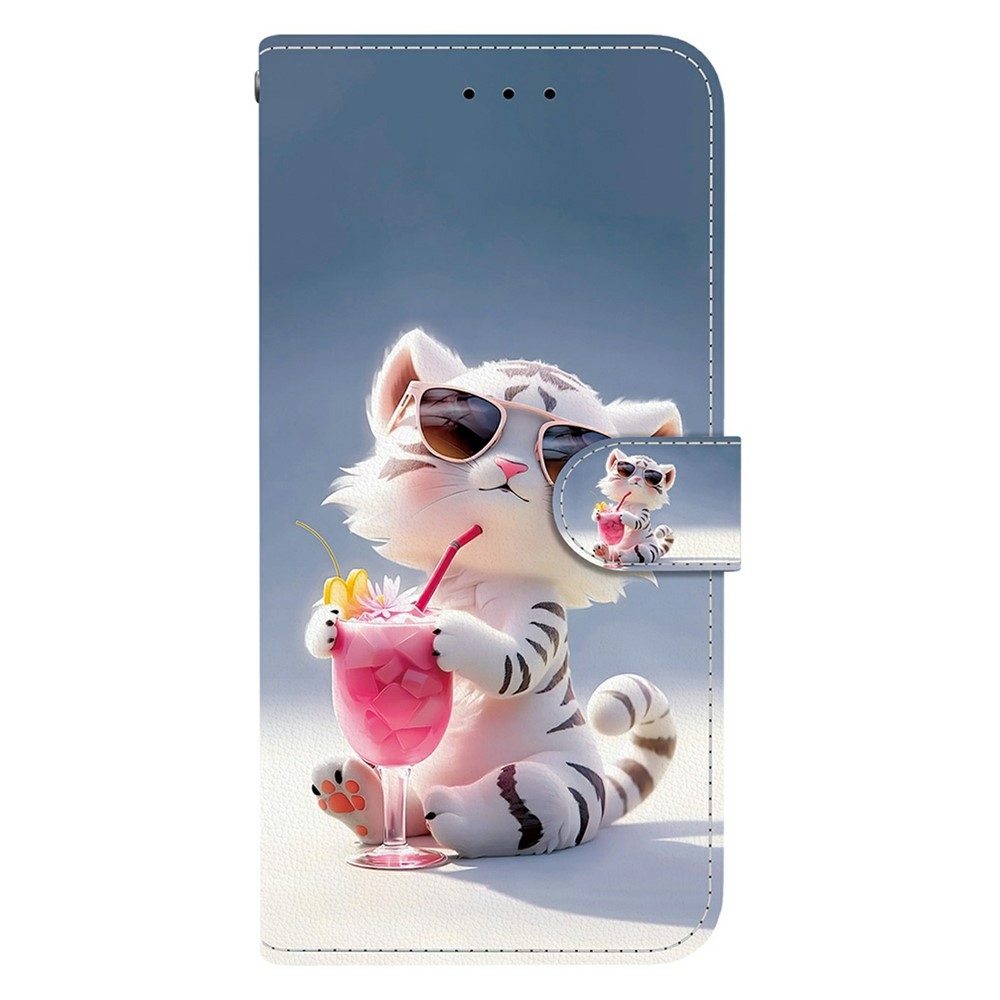 Sokoldalú könyvformájú tok a Samsung Galaxy S26 FE-hez – fehér tigris