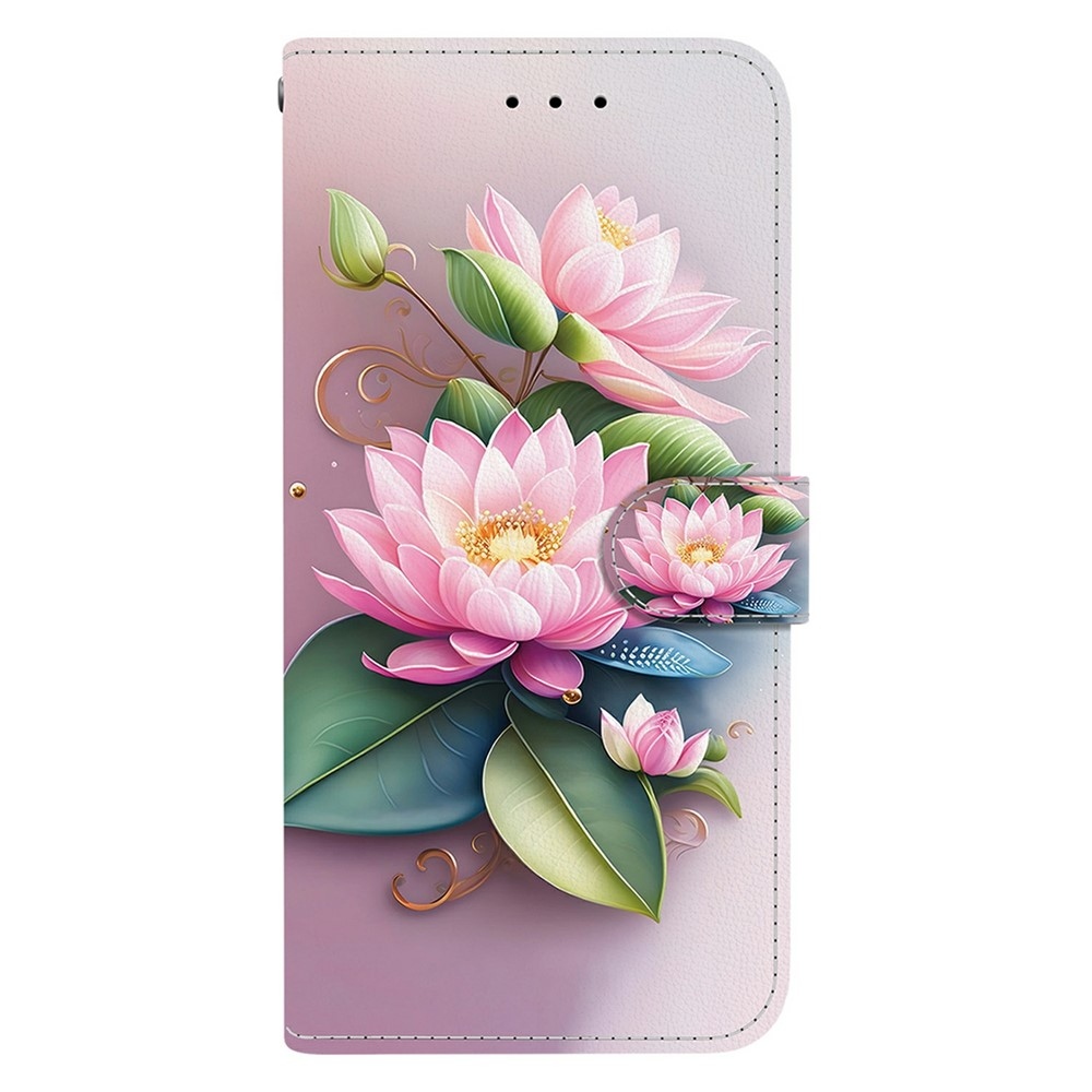 Sokoldalú könyvformájú tok a Samsung Galaxy S26 FE-hez – lótuszvirág