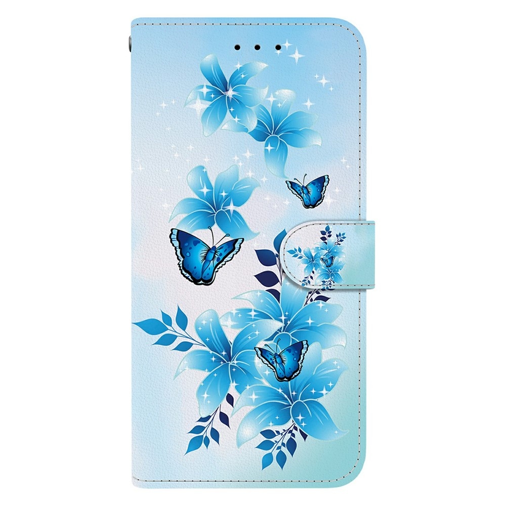 Sokoldalú könyvformájú tok a Samsung Galaxy S26 FE-hez – kék pillangók