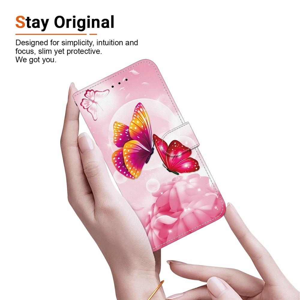 Sokoldalú könyvformájú tok a Samsung Galaxy S26 FE-hez – rózsaszín pillangók