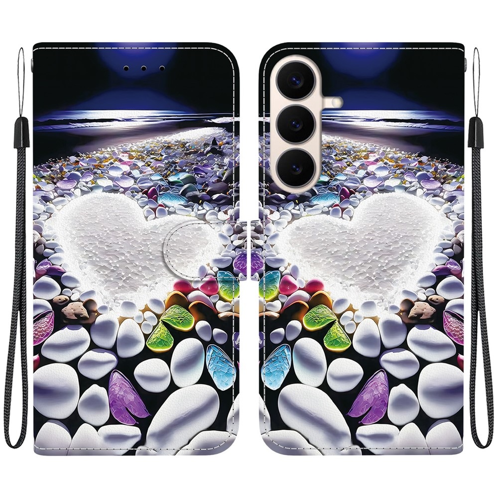 Sokoldalú könyvformájú tok a Samsung Galaxy S26 FE-hez – szívek és strasszok
