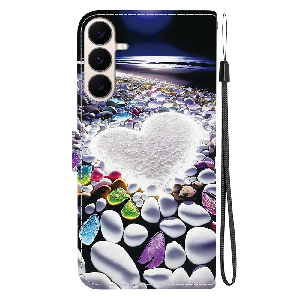 Sokoldalú könyvformájú tok a Samsung Galaxy S26 FE-hez – szívek és strasszok