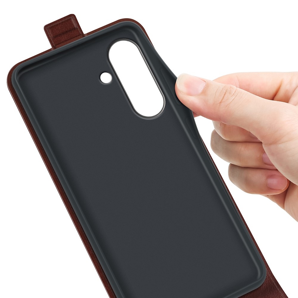 Függőleges könyvtáska Samsung Galaxy A37 5G készülékhez - barna