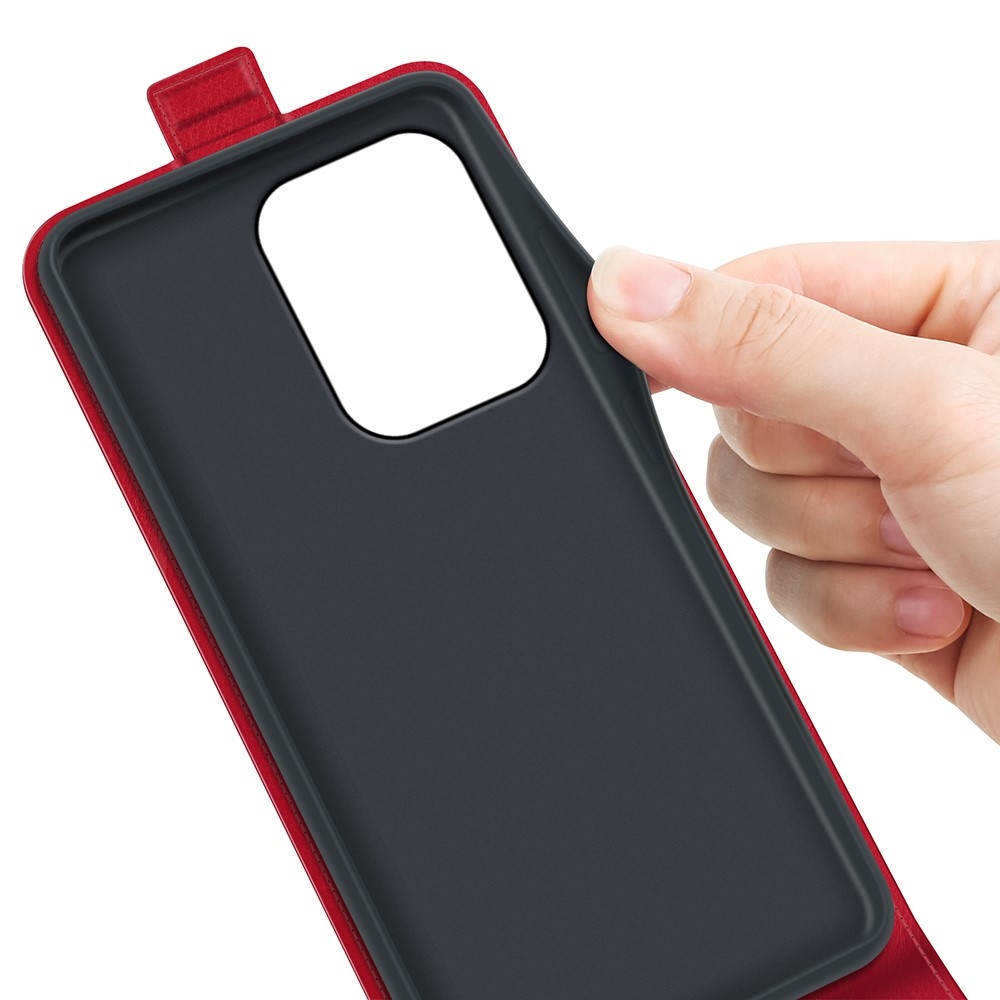 Vertical könyvhátlapos tok a Xiaomi Redmi 17 4G/5G-hez – piros