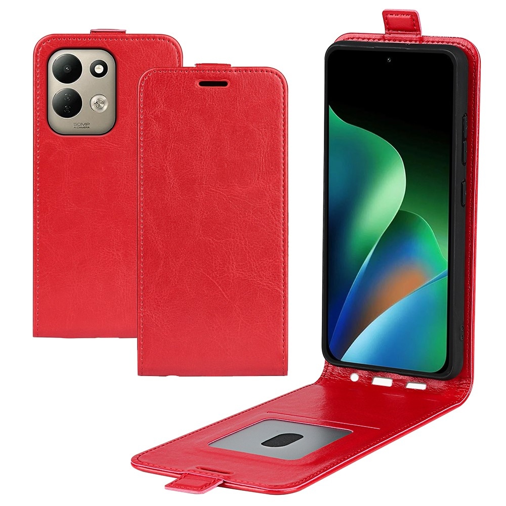 Vertical könyvhátlapos tok a Xiaomi Redmi 17 4G/5G-hez – piros