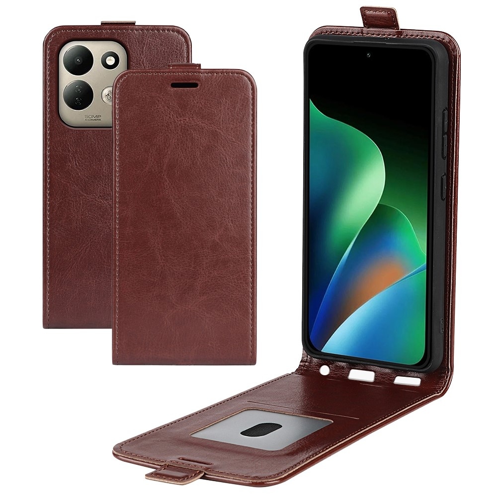Vertical könyvtok a Xiaomi Redmi 17 4G/5G-hez – barna