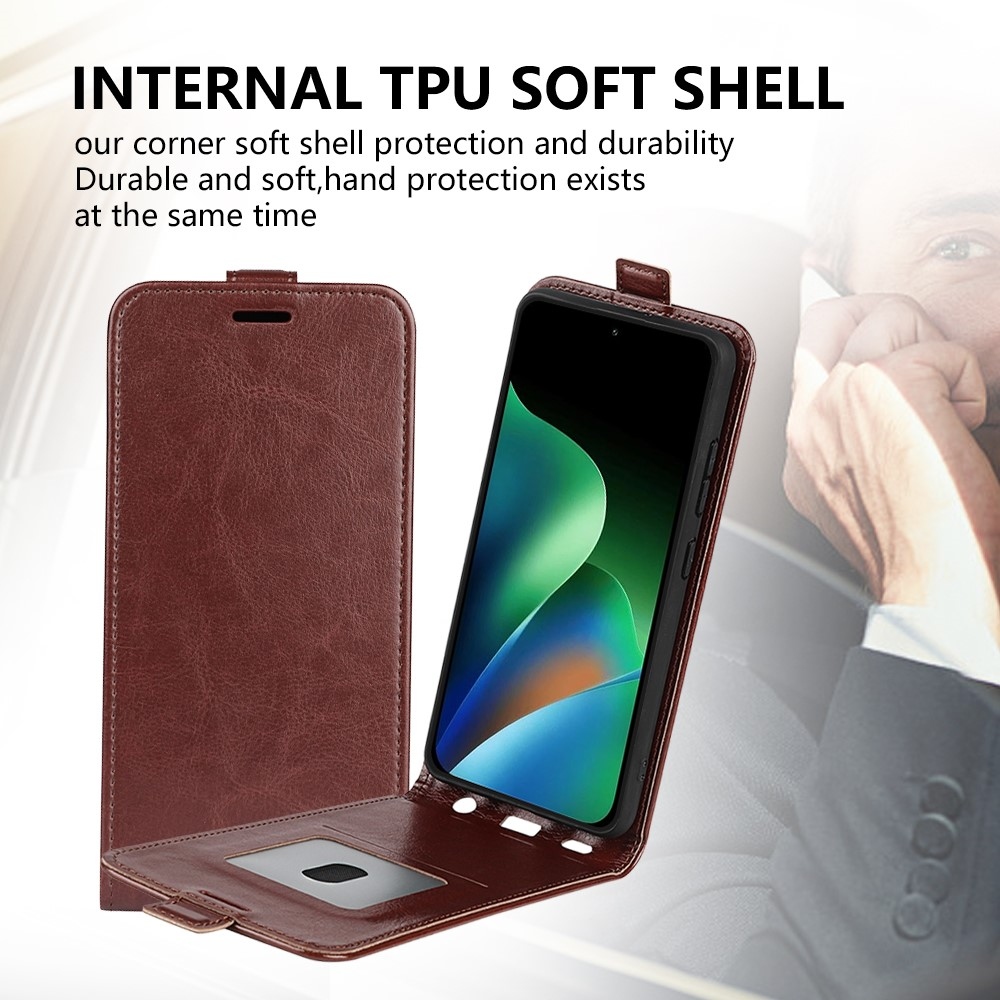 Vertical könyvtok a Xiaomi Redmi 17 4G/5G-hez – barna