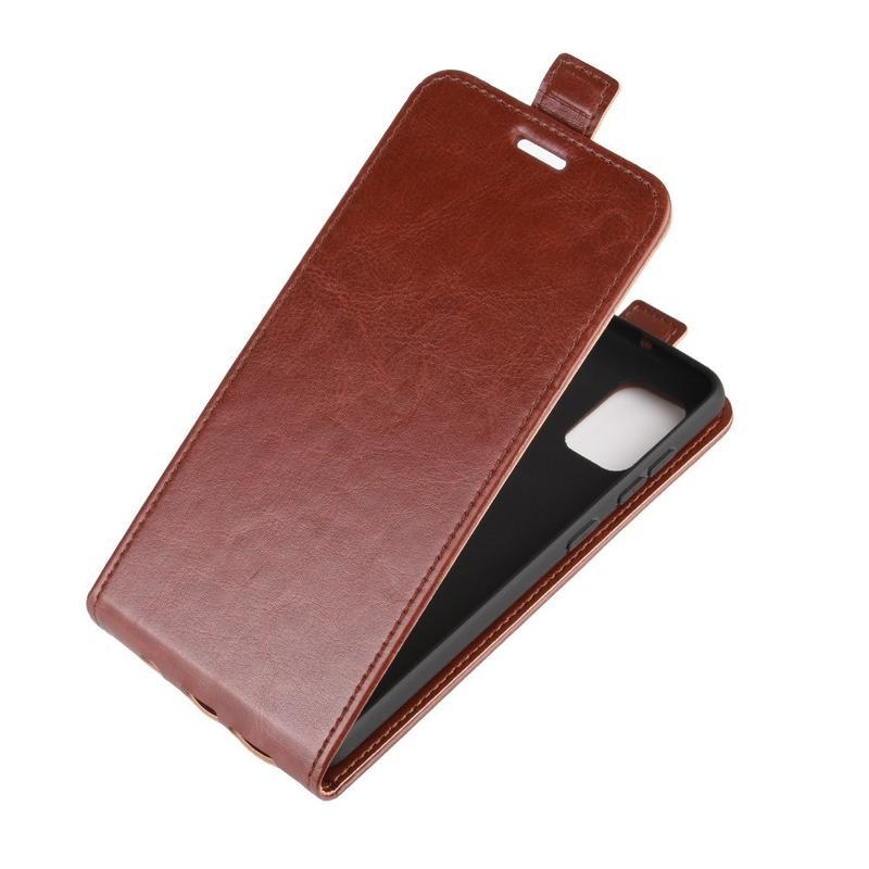 Függőleges PU bőr flip tok Samsung Galaxy A31 - barna