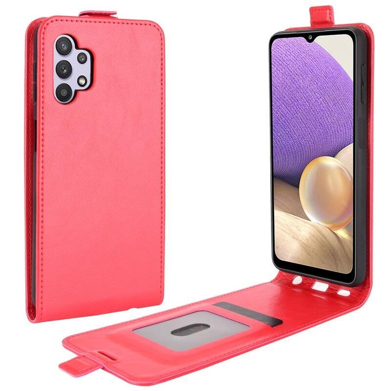 Függőleges PU bőr flip tok Samsung Galaxy A32 5G-hez - piros