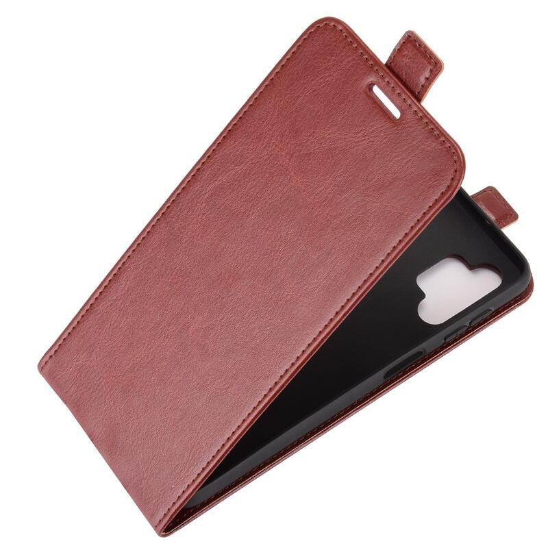 Függőleges PU bőr flip tok Samsung Galaxy A32 5G - barna