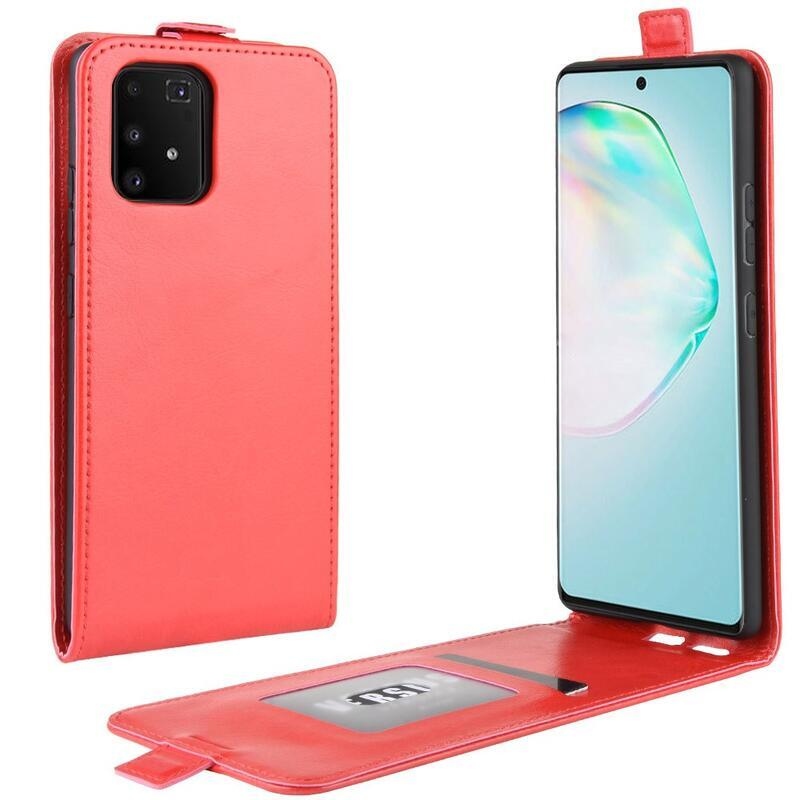 Függőleges PU bőr flip tok Samsung Galaxy S10 Lite készülékhez - piros