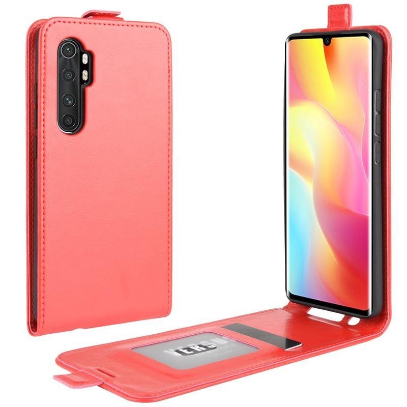 Függőleges PU bőr flip tok Xiaomi Mi Note 10 Lite-hoz - piros