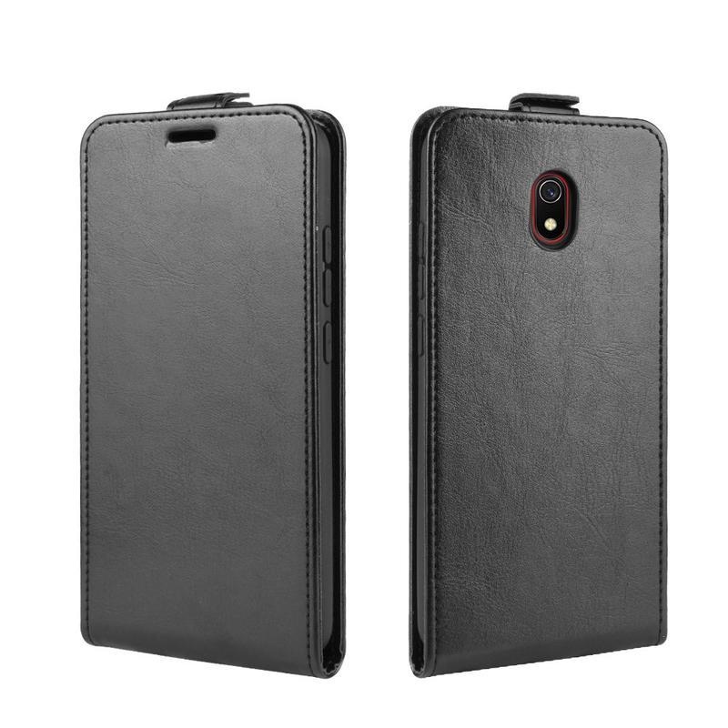 Függőleges PU bőr flip tok Xiaomi Redmi 8A-hoz - fekete