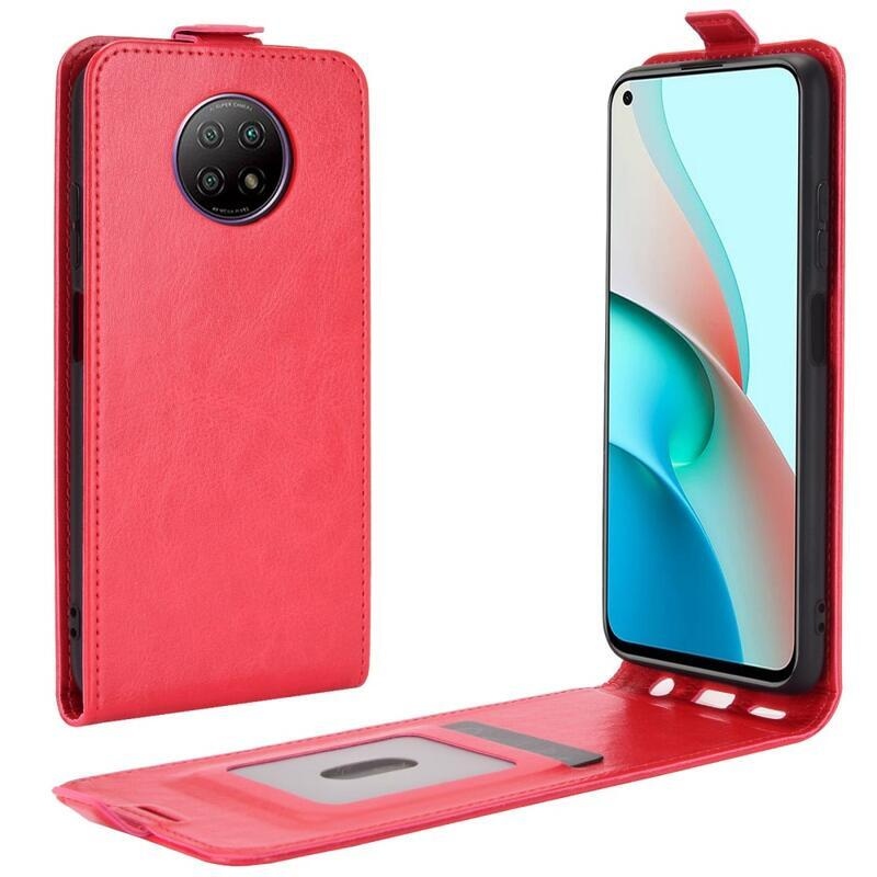 Függőleges PU bőr flip tok Xiaomi Redmi Note 9T 5G-hez - piros
