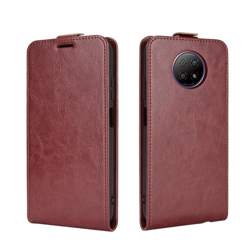 Függőleges PU bőr flip tok Xiaomi Redmi Note 9T 5G - barna