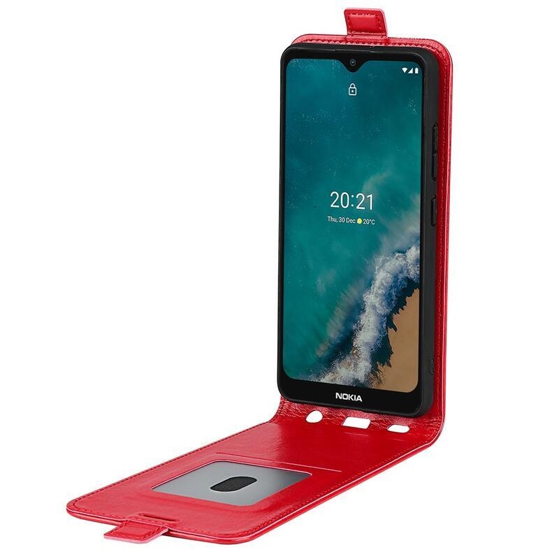 Függőleges PU bőr pénztárca tok Nokia G50-hez - piros