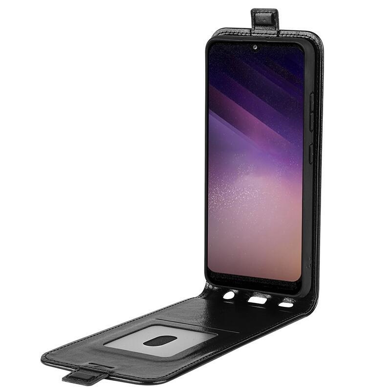 Függőleges PU bőr pénztárca tok Samsung Galaxy A03-hoz - fekete