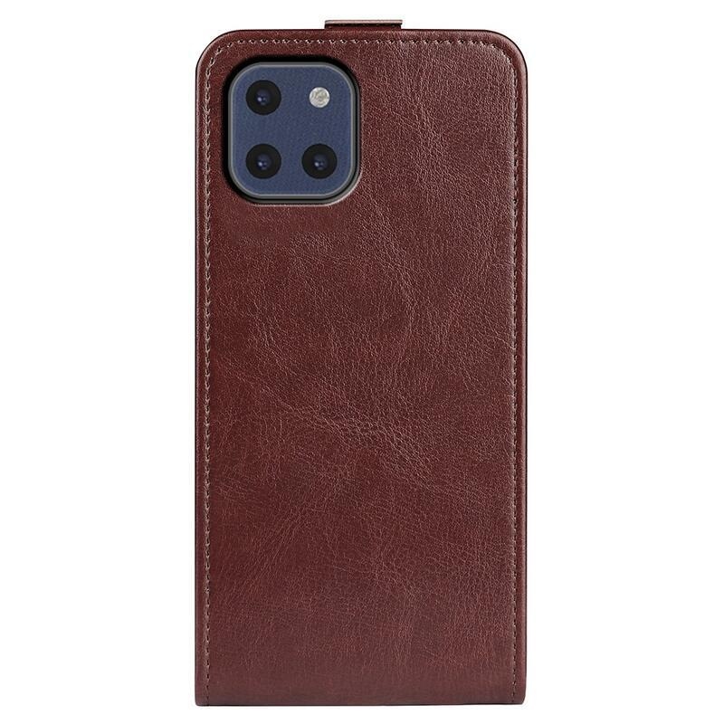 Függőleges PU bőr pénztárca tok Samsung Galaxy A03-hoz - barna