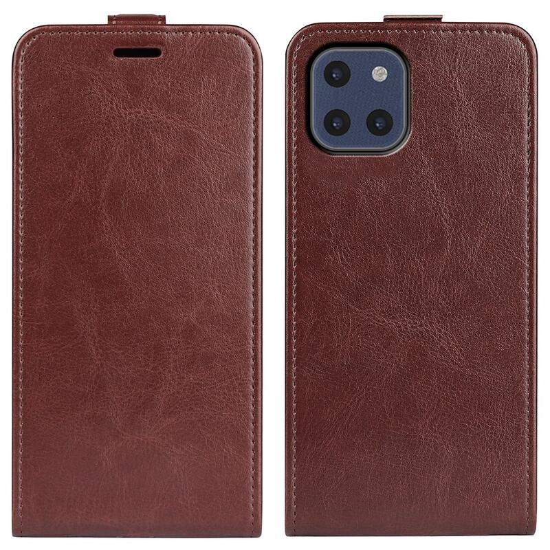 Függőleges PU bőr pénztárca tok Samsung Galaxy A03-hoz - barna