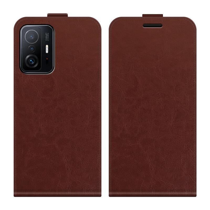 Függőleges PU bőr pénztárca tok a Xiaomi 11T/11T Pro-hoz - barna