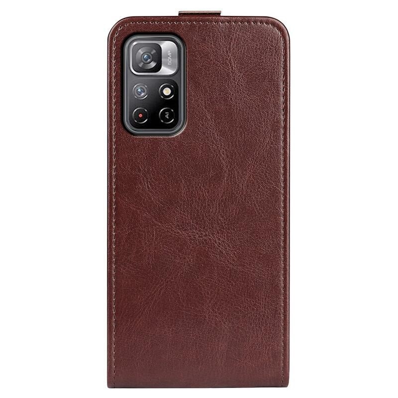 Függőleges PU bőr pénztárca tok a Xiaomi Poco M4 Pro 5G/Redmi Note 11S 5G számára - barna színben