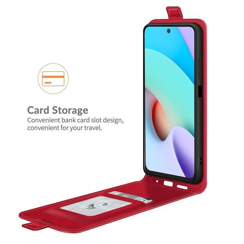 Függőleges PU bőr pénztárca tok Xiaomi Redmi 10/Redmi 10 (2022) - piros