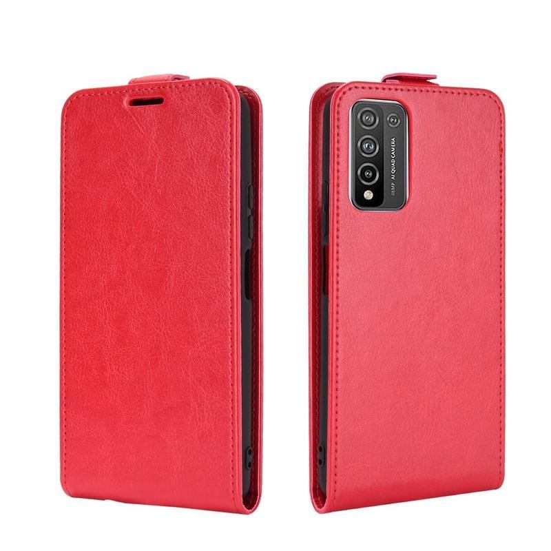 Függőleges PU bőr tok a Honor 10X Lite-hoz - piros