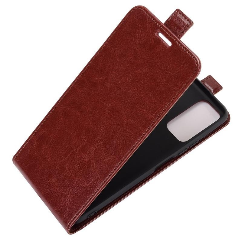 Függőleges PU bőr tok a Honor 10X Lite készülékhez - barna