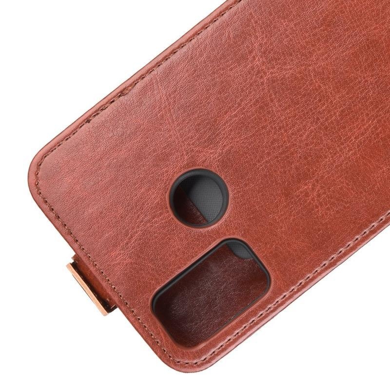 Függőleges PU bőr tok a Honor 9X Lite-hoz - barna