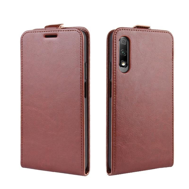 Függőleges PU bőr tok a Huawei P Smart Pro (2019)/Honor 9X Pro számára - barna színben