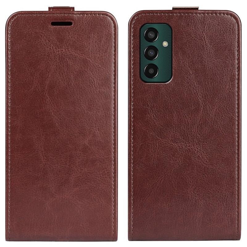 Függőleges PU bőr tok Samsung Galaxy M13 4G készülékhez - barna