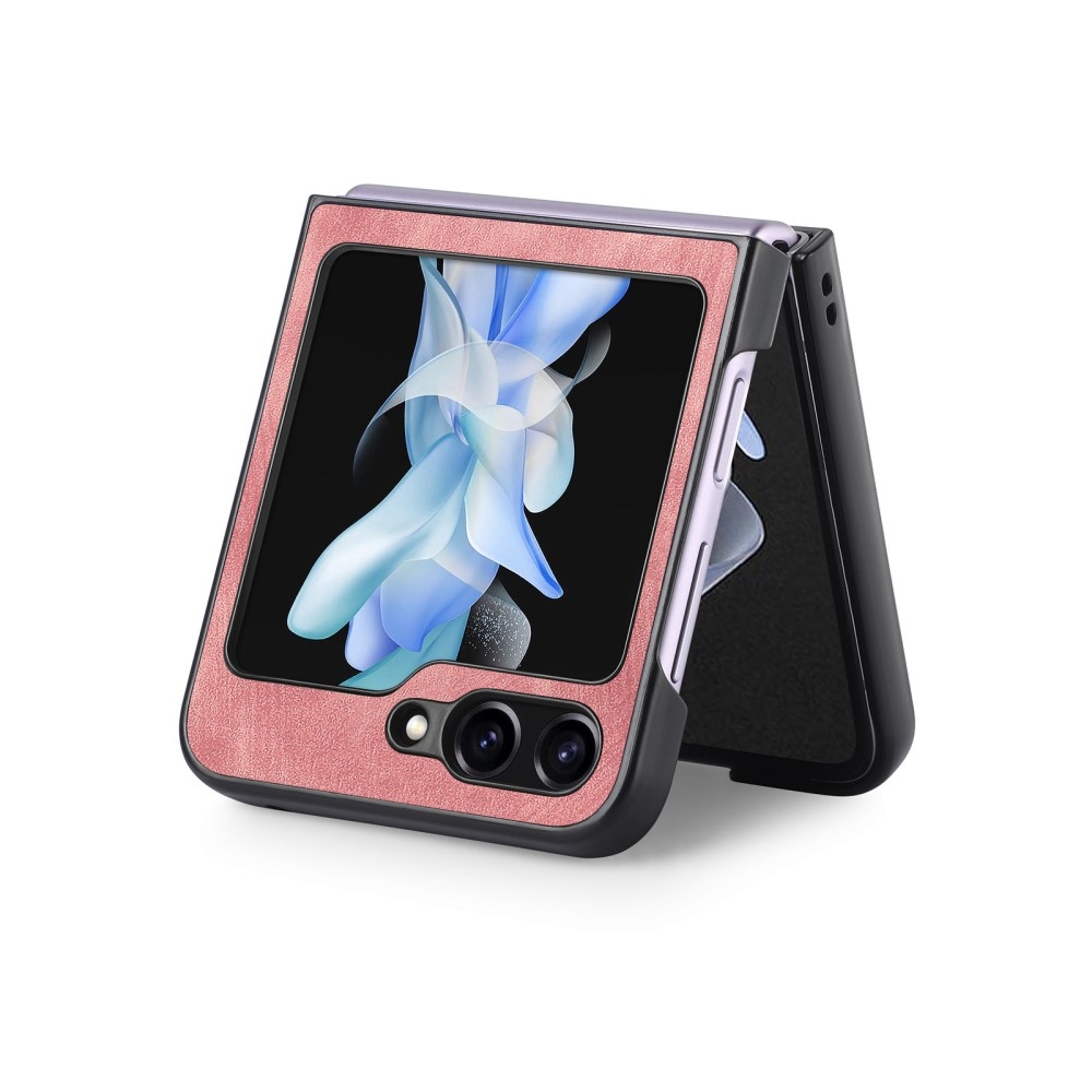 Vintage műanyag borító műbőrrel Samsung Galaxy Z Flip6 5G készülékhez - rózsaszín