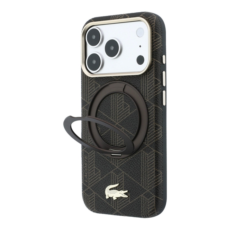 Lacoste PVC Semi Wrap Blend Ring Stand MagSafe hátsó tok iPhone 18 Pro Max-hoz, világos arany színben