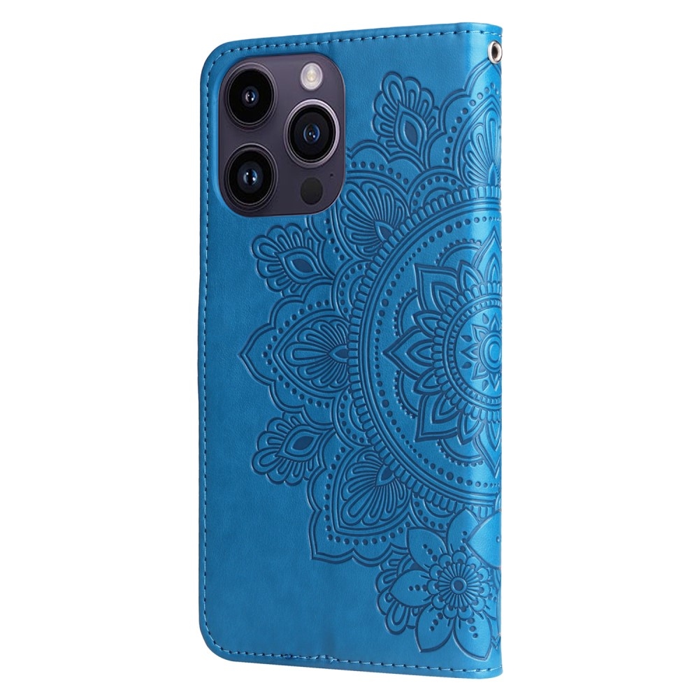 Mandala könyv tok iPhone 15 Pro készülékhez - kék