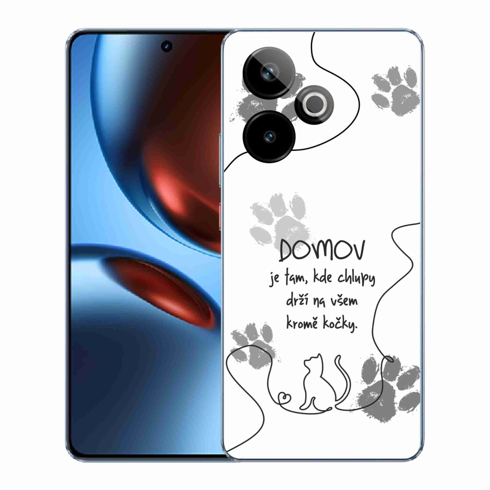 Rugalmas zselés tok mmCase képpel a Realme GT 7 5G/GT 7T 5G számára - macska motívum fehér háttérrel