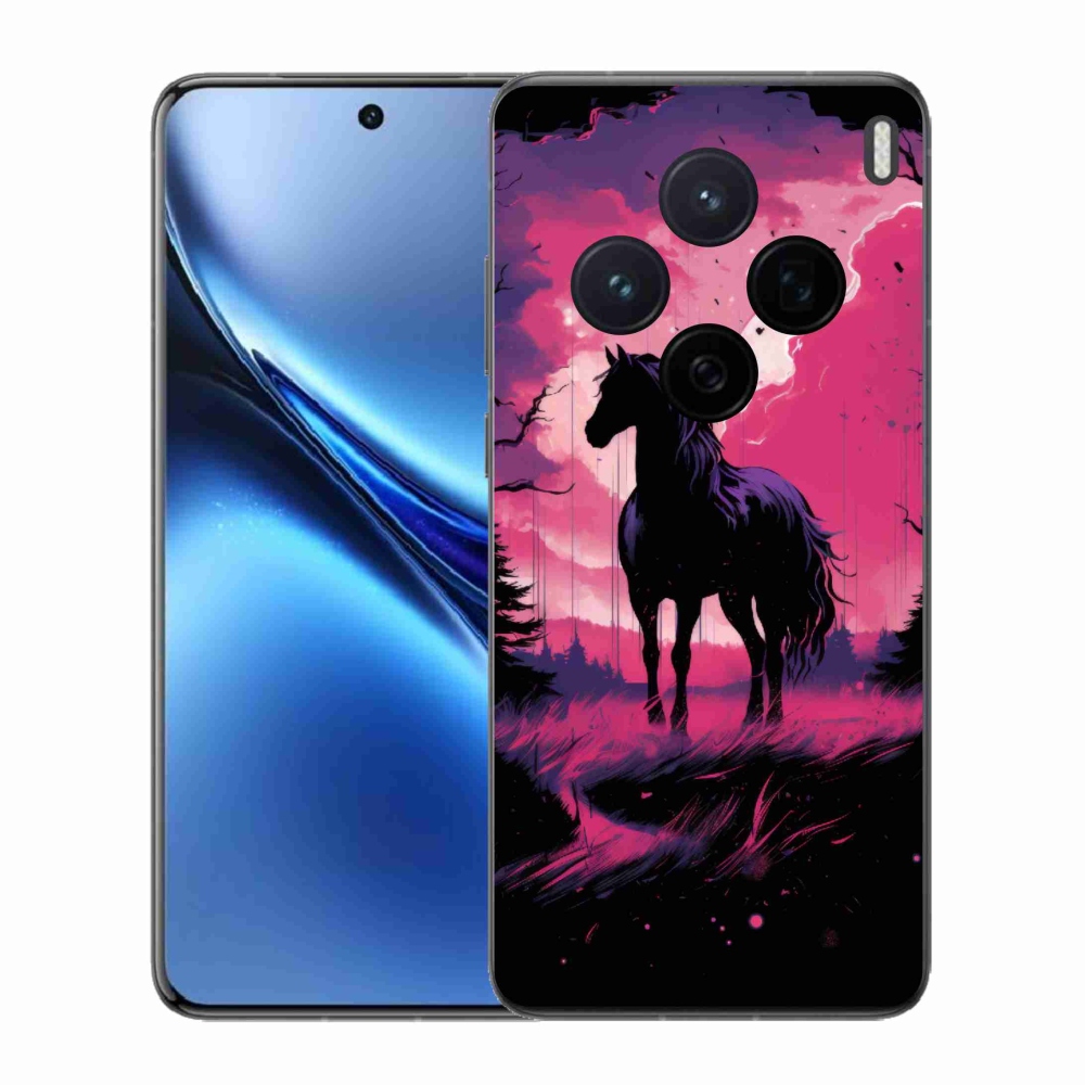 Zselés borítás mmCase a Vivo X200 5G-hez - fekete rajzfilm ló 1