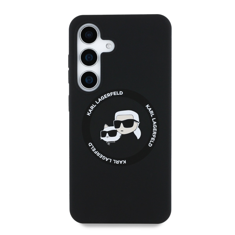 Karl Lagerfeld Liquid Silicone K&CH Heads MagSafe hátlap Samsung Galaxy S25 fekete