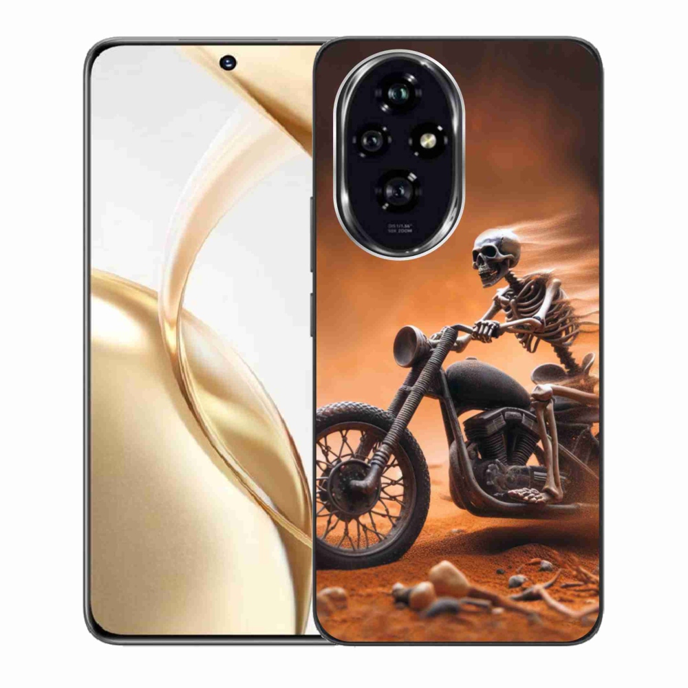 Zselés borítás mmCase a Honor 200 5G számára - csontváz egy motorkerékpáron