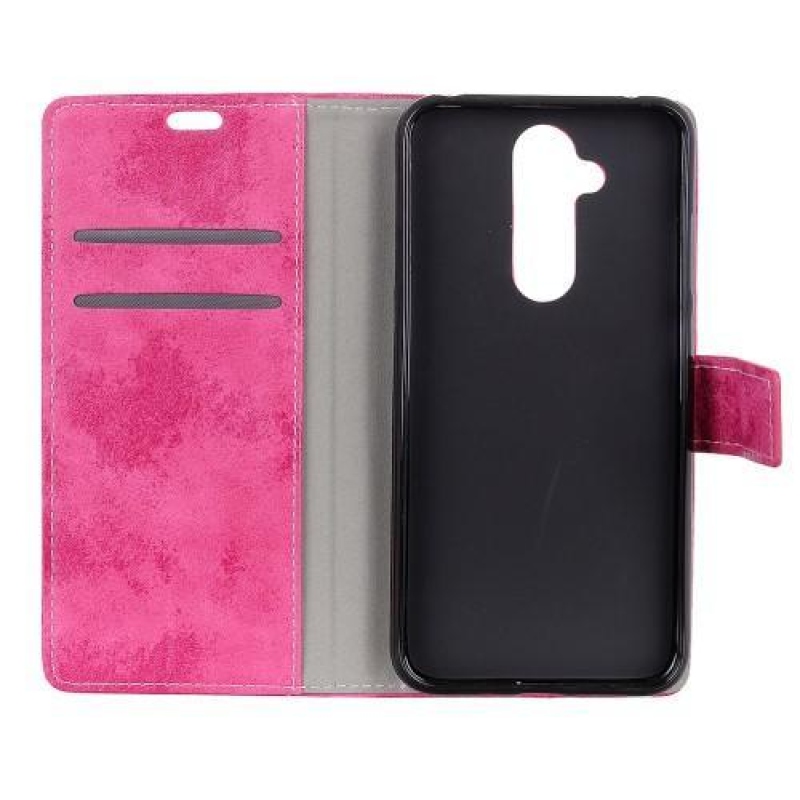 Vintage PU bőr pénztárca tok Nokia 8.1 - rózsaszínű