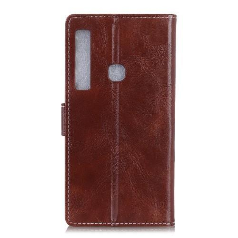 Vintage PU bőr pénztárca tok Samsung Galaxy A9-hez - barna
