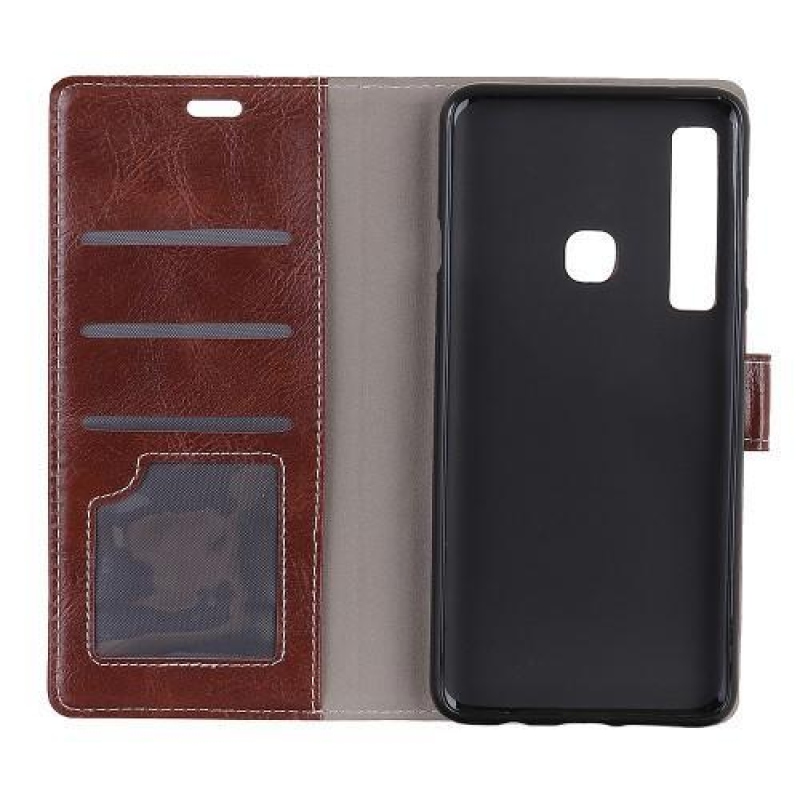 Vintage PU bőr pénztárca tok Samsung Galaxy A9-hez - barna